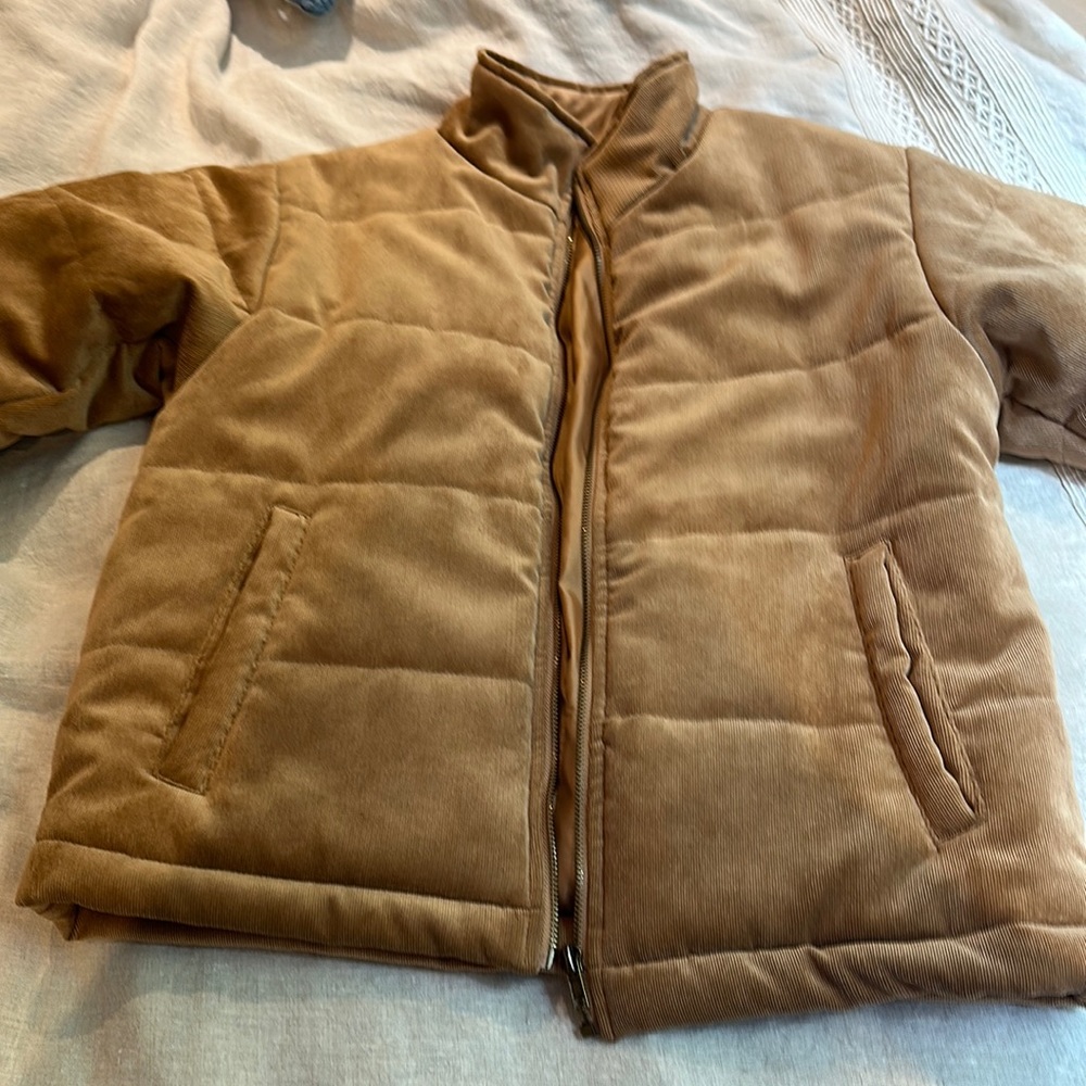 Women’s Brown Corduroy Soft Puffer Jacket Size Small